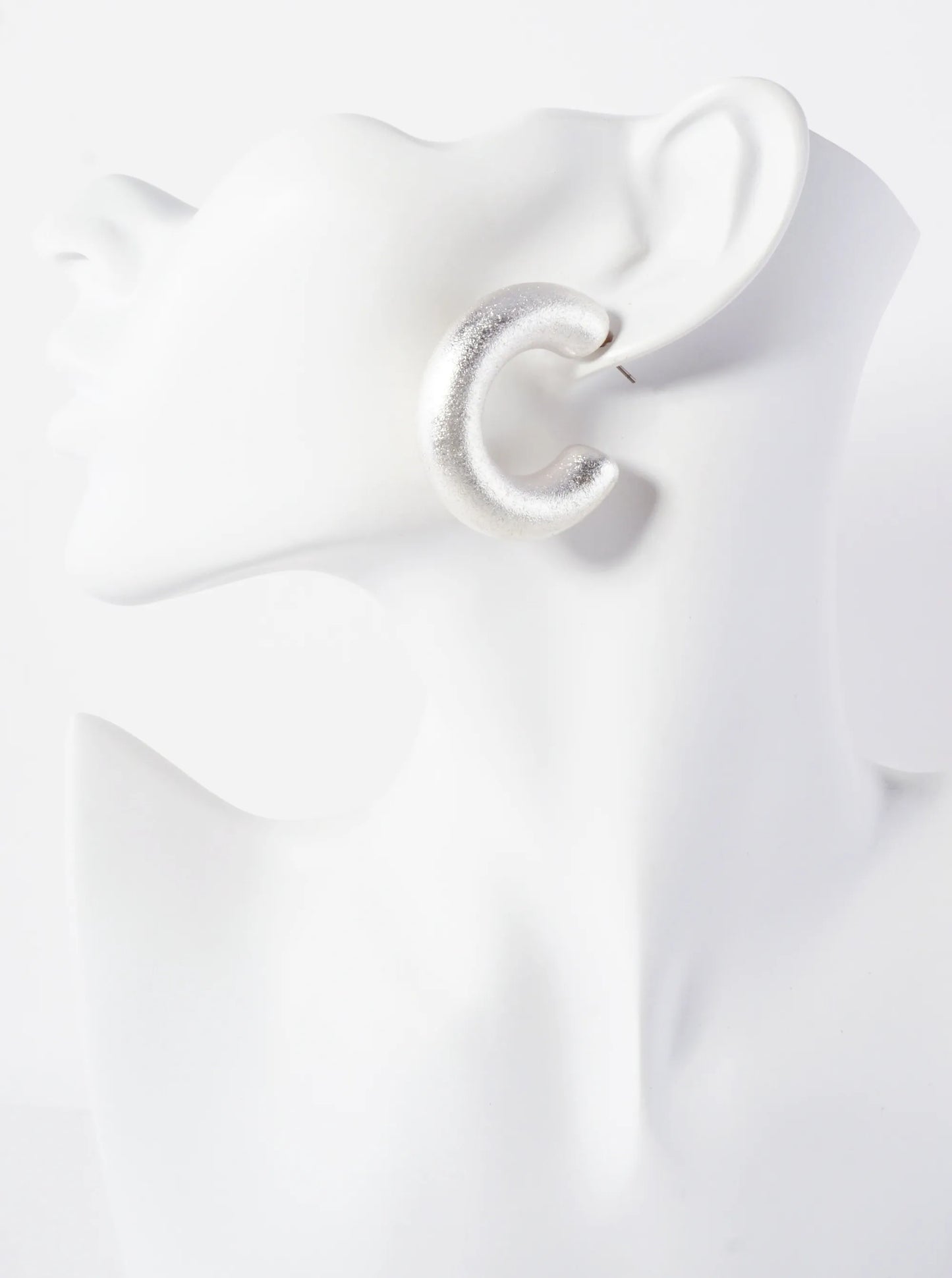 Sand-Texture 35mm Metallic Hollow Hoop Earrings With-Titanium-Post