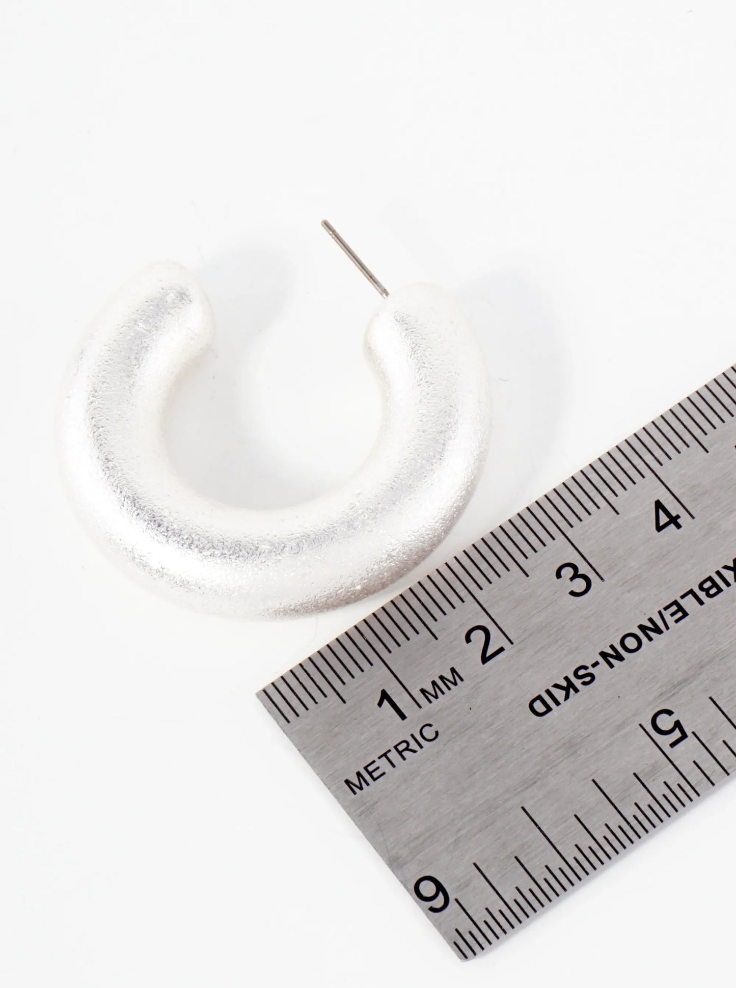 Sand-Texture 35mm Metallic Hollow Hoop Earrings With-Titanium-Post