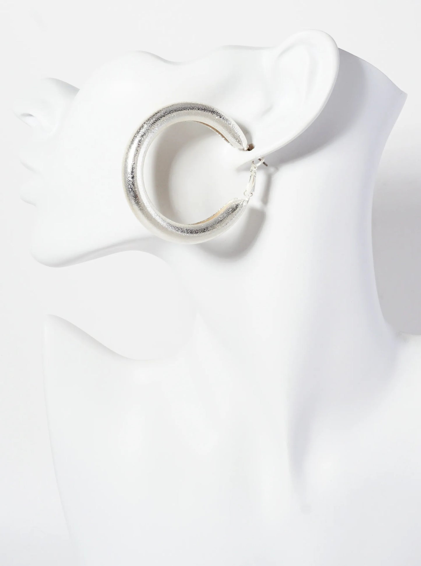 Sand-Texture 50mm Latch-Back Hoop Earrings With-Titanium-Post