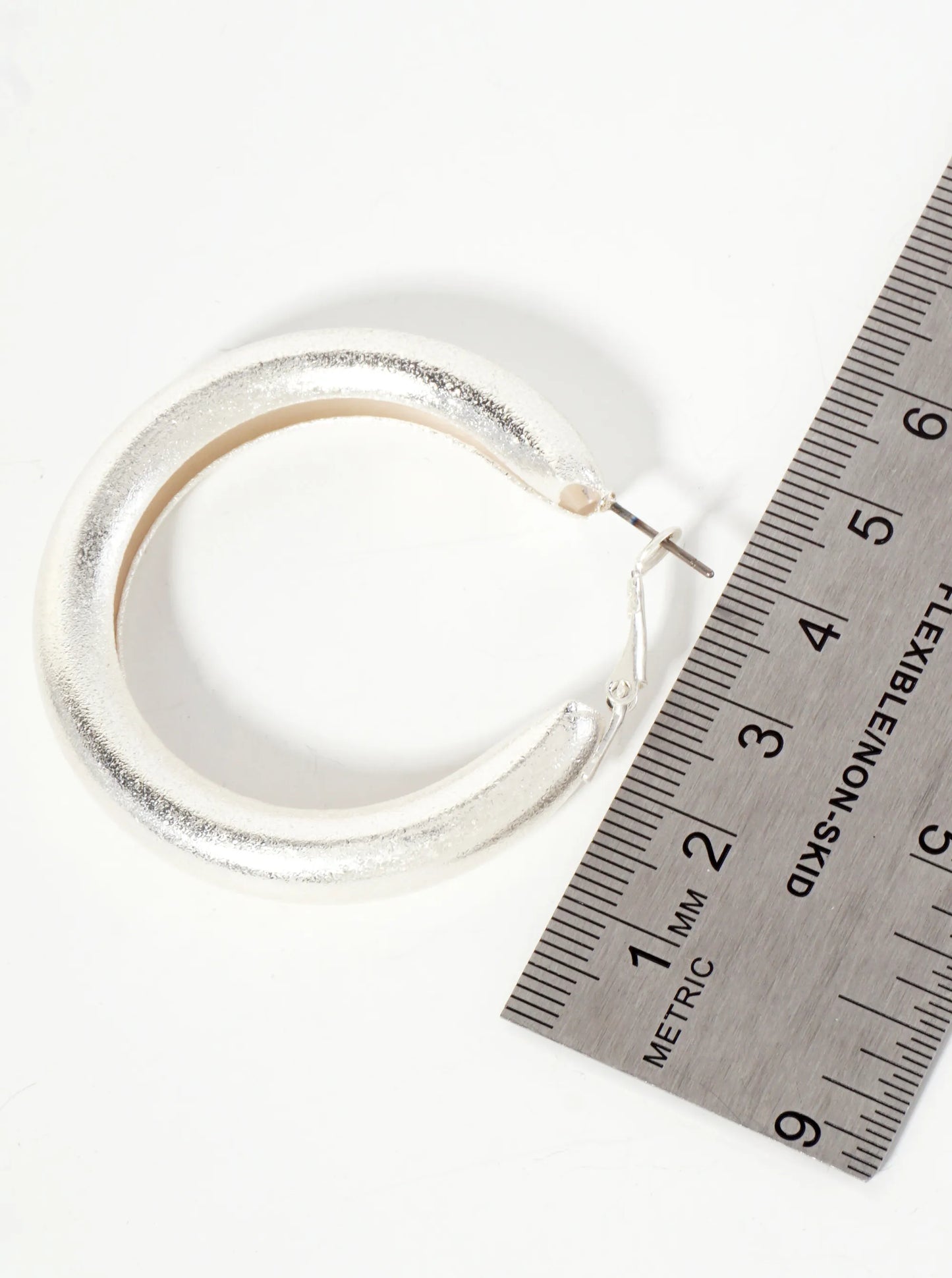 Sand-Texture 50mm Latch-Back Hoop Earrings With-Titanium-Post