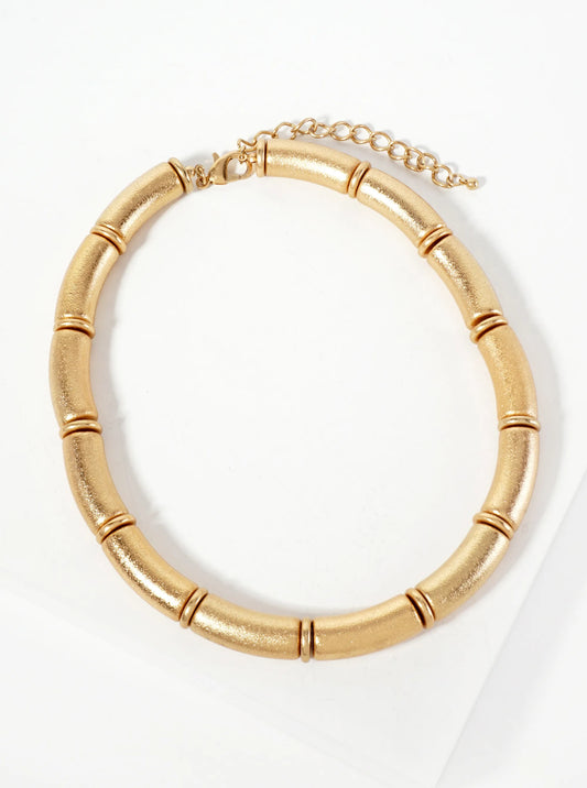 Sand-Texture Hollow Curved Cylinder Chain 16-inch Necklace