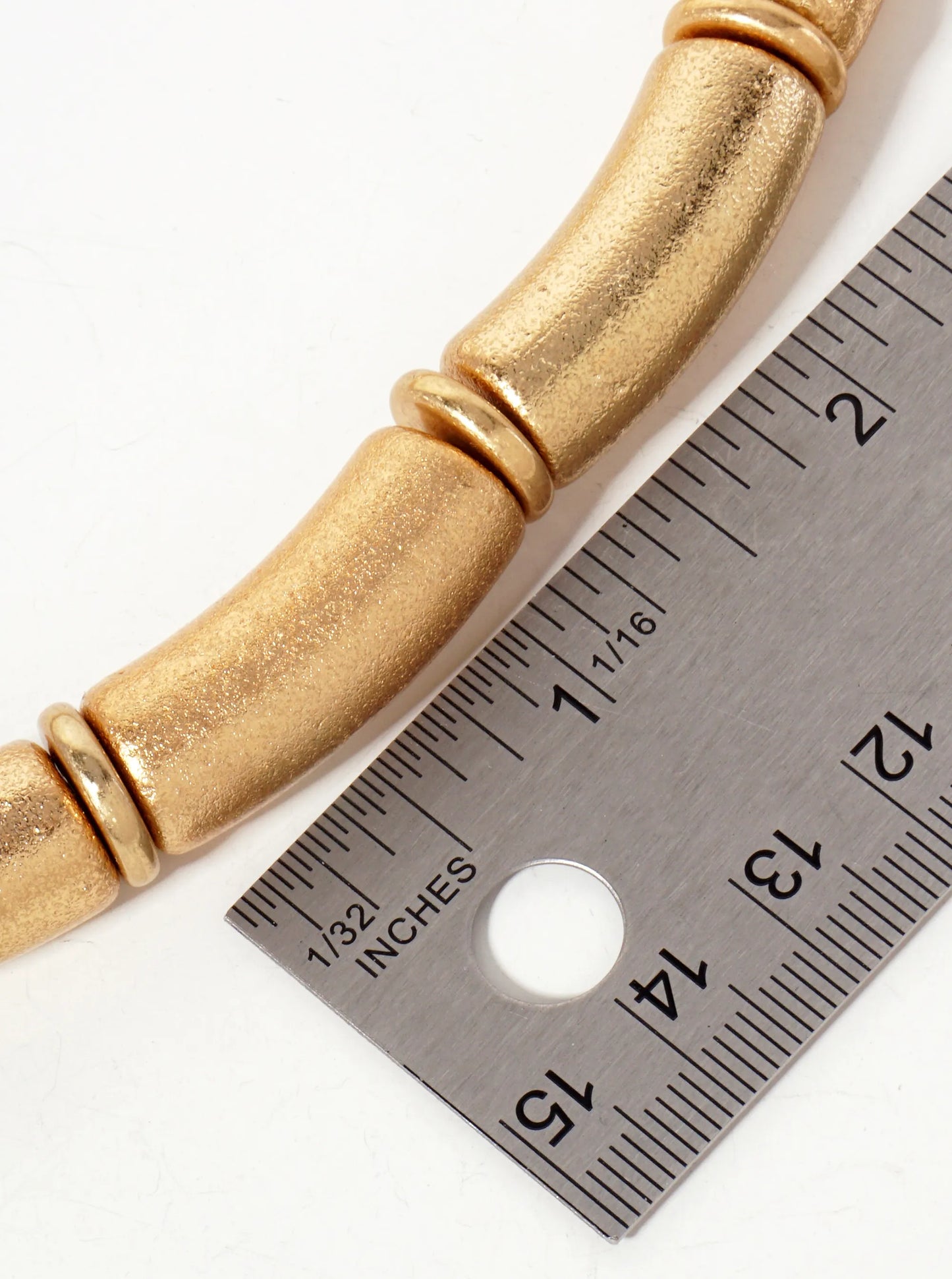 Sand-Texture Hollow Curved Cylinder Chain 16-inch Necklace