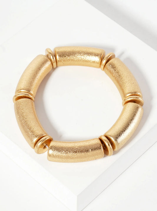 Sand-Texture Hollow Metal Stretch Bracelet