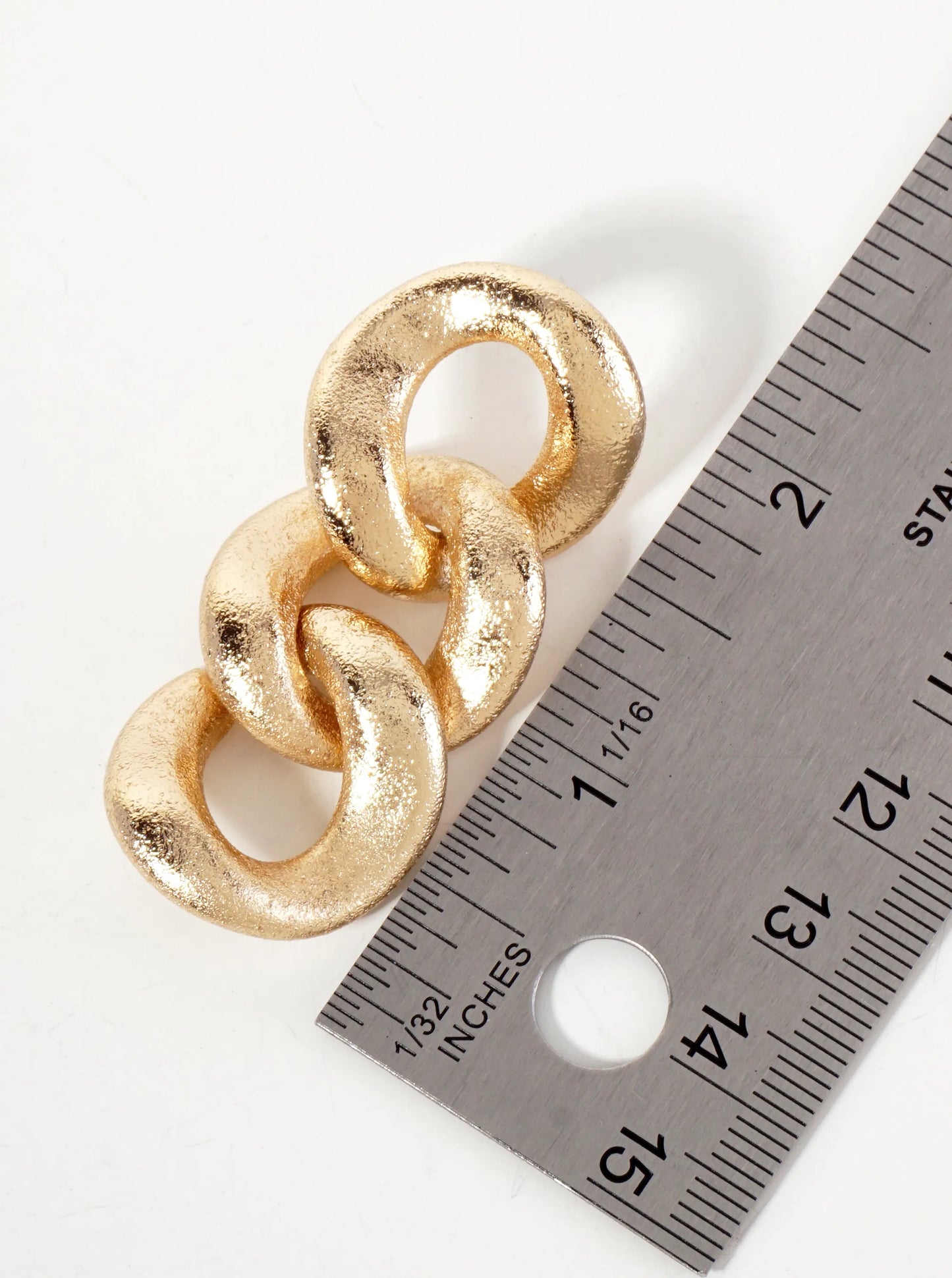 Sand-Texture Hollow Metallic Chain Drop Statement Earrings With-Titanium-Post