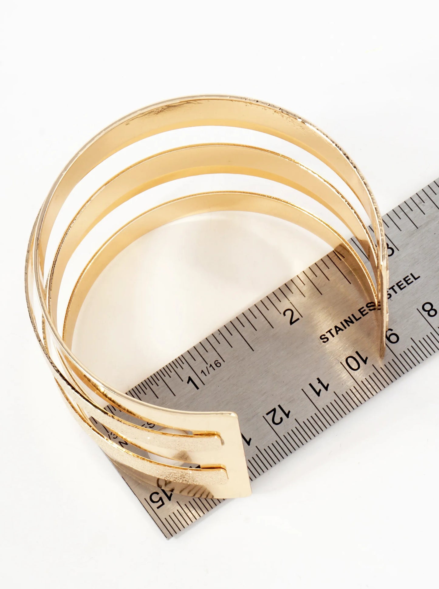 Sand-Texture Multi-Layer Wide Metal Statement Open Cuff Bracelet