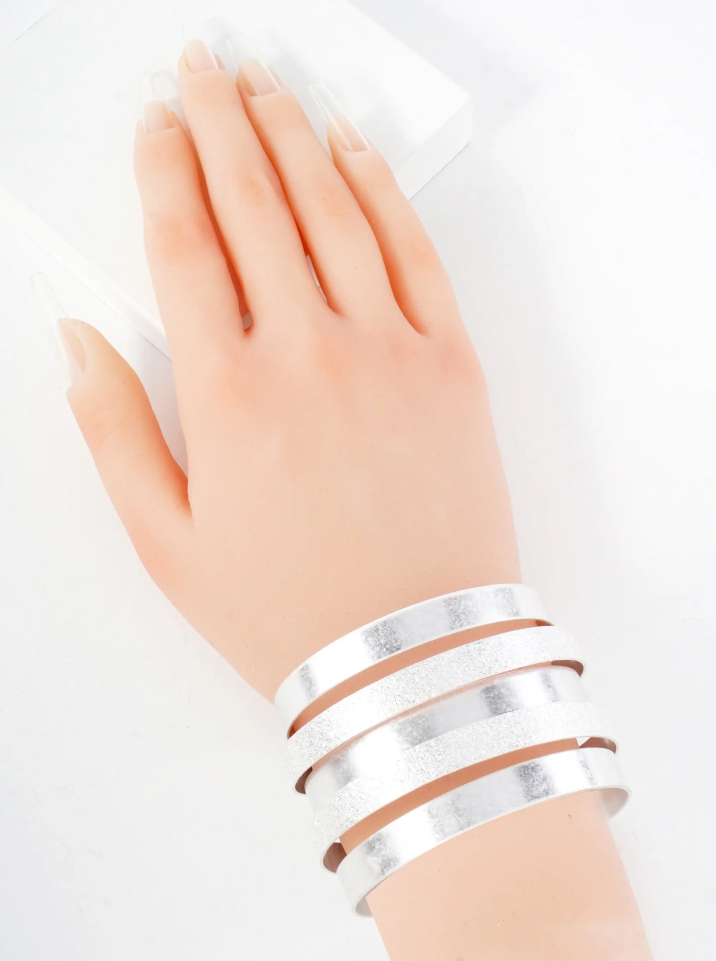 Sand-Texture Multi-Layer Wide Metal Statement Open Cuff Bracelet