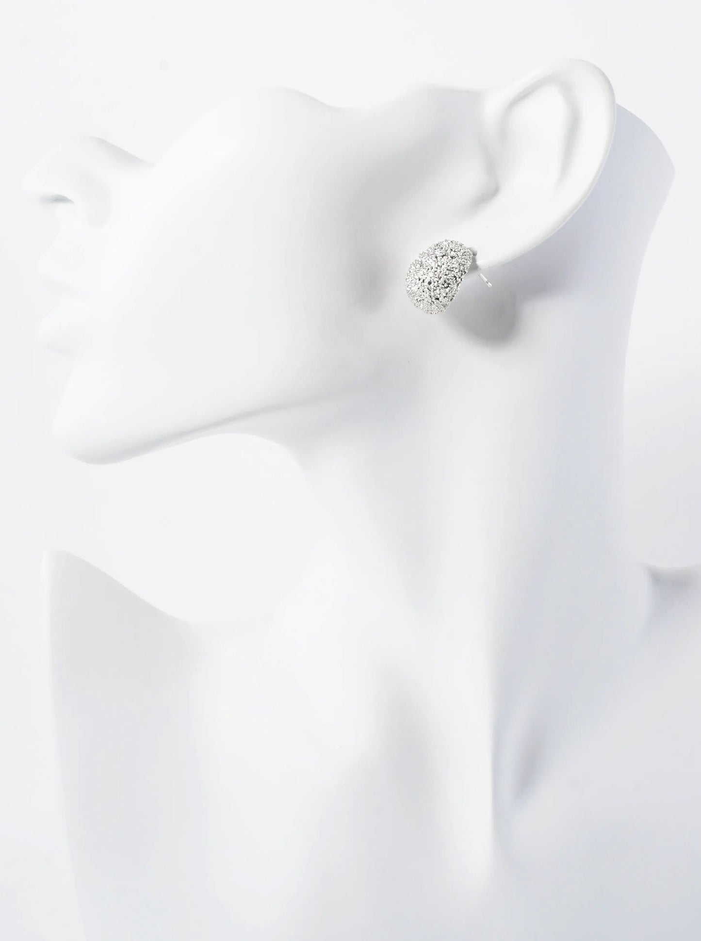 Sand-Texture Puffy Teardrop 14K-Gold-Dipped Brass Button Stud Earrings