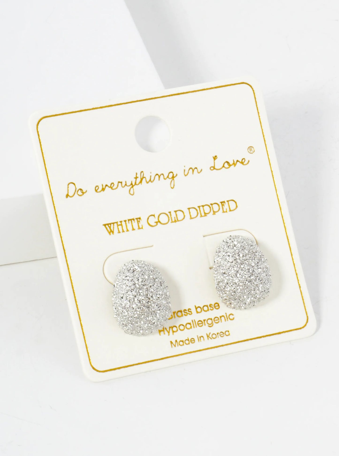 Sand-Texture Puffy Teardrop 14K-Gold-Dipped Brass Button Stud Earrings
