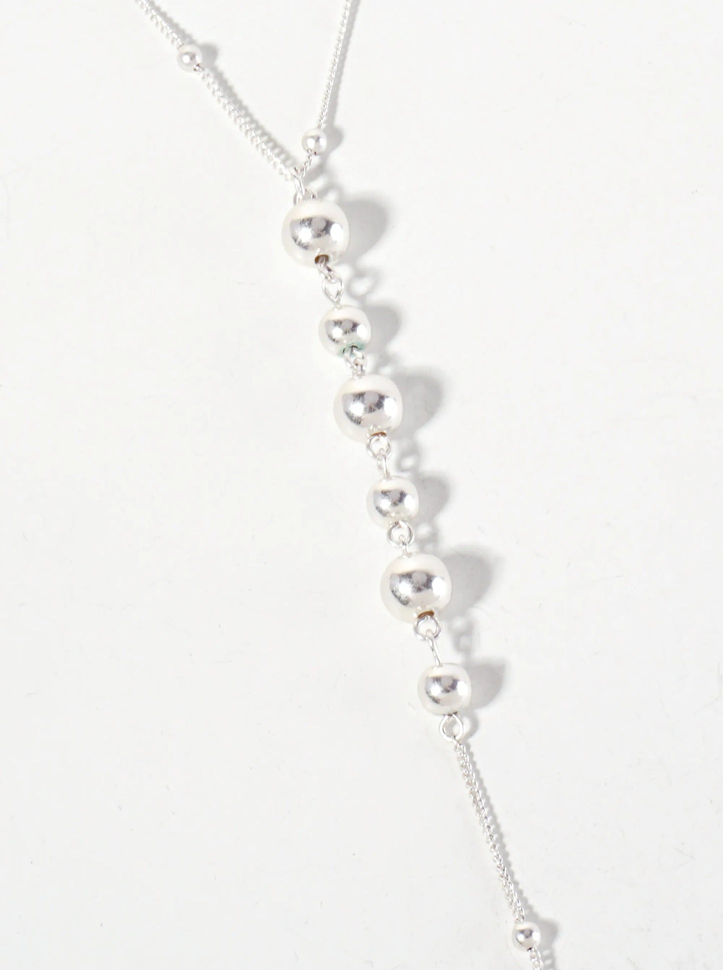 Satellite-Chain Layered 5-inch Ball-Beaded Chain Drop Y Necklace