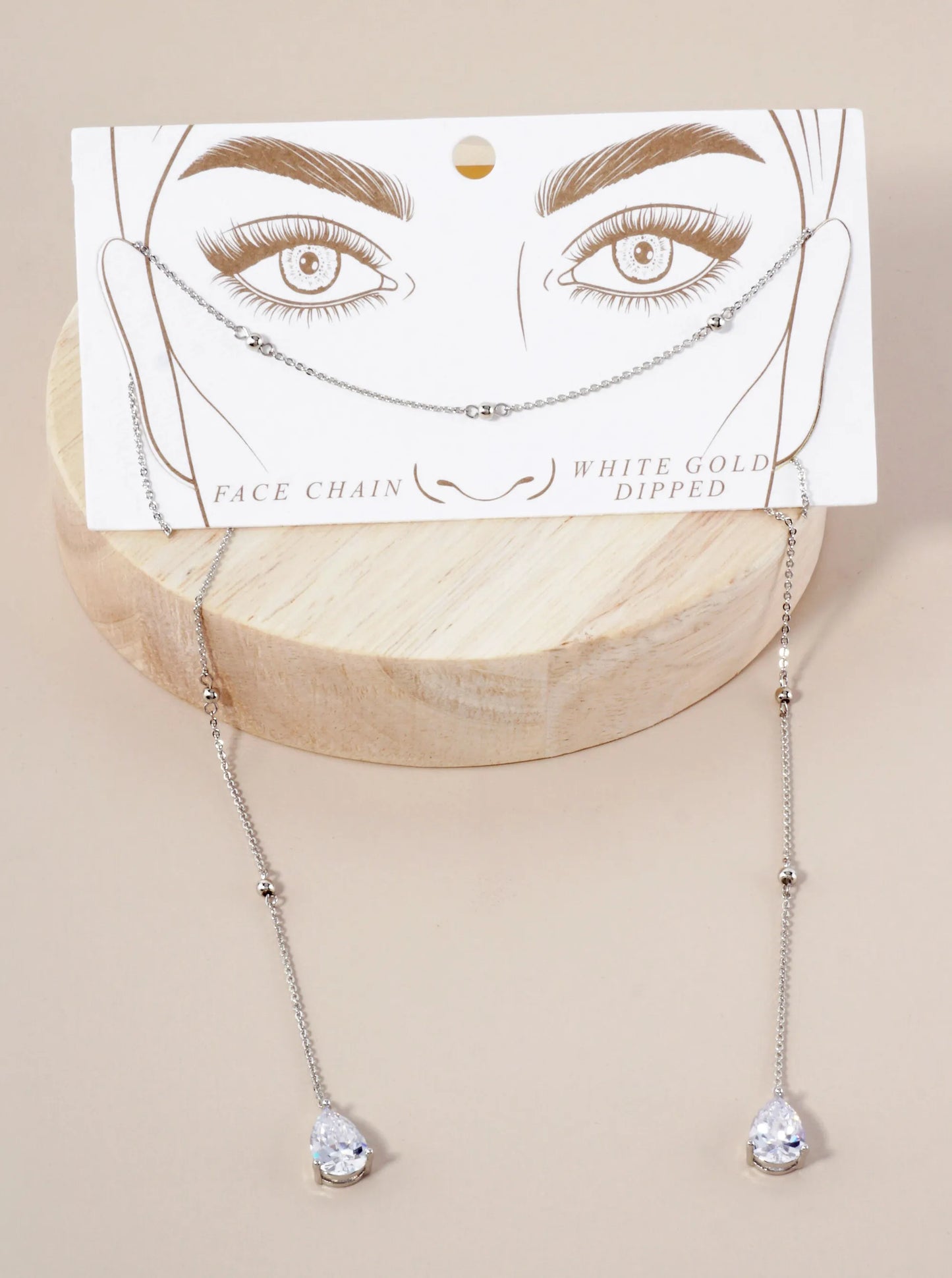Satellite-Style 3-Prong Teardrop Cubic-Zirconia Drop 18K-Gold-Dipped Face-Chain