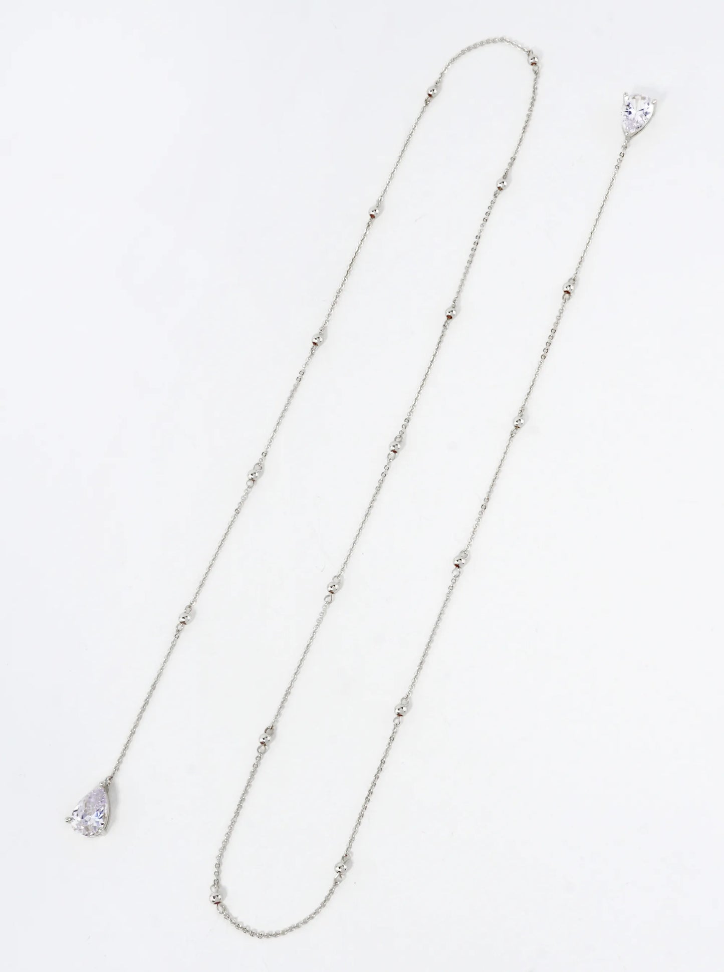 Satellite-Style 3-Prong Teardrop Cubic-Zirconia Drop 18K-Gold-Dipped Face-Chain