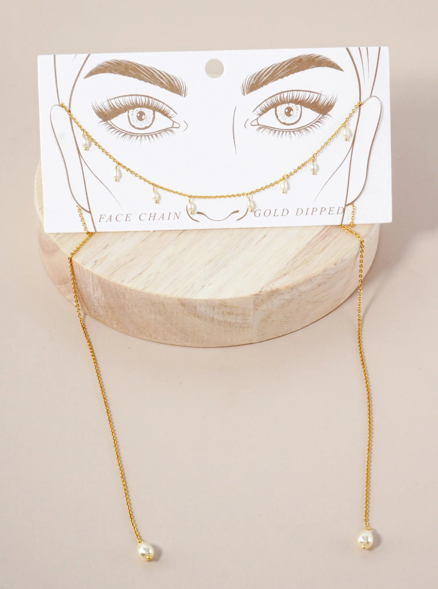 Satellite-Style Glass Pearl Drop 18K-Gold-Dipped Face-Chain
