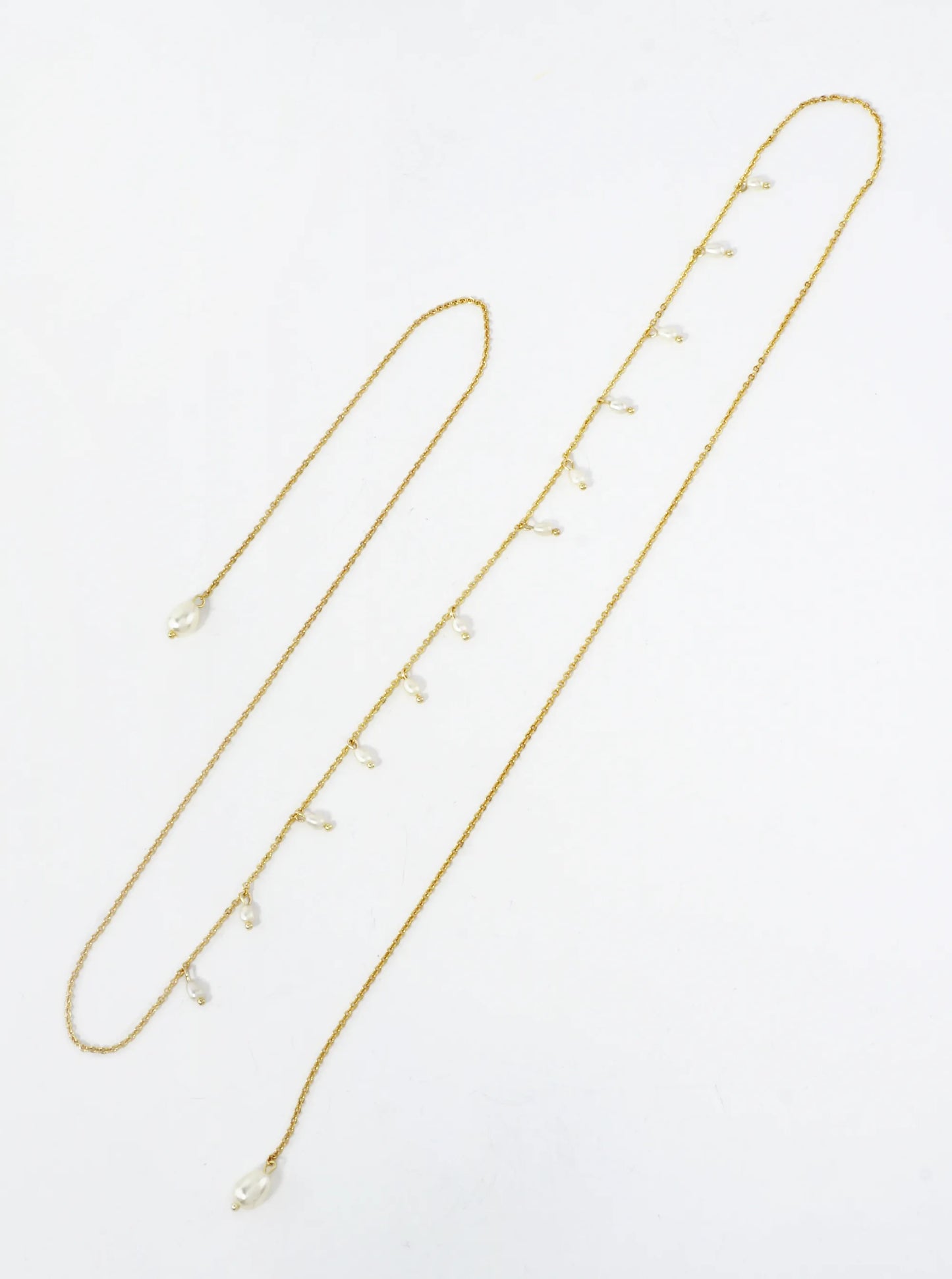 Satellite-Style Glass Pearl Drop 18K-Gold-Dipped Face-Chain