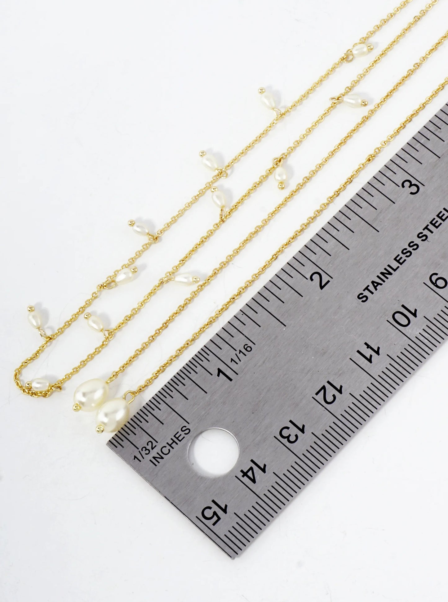 Satellite-Style Glass Pearl Drop 18K-Gold-Dipped Face-Chain