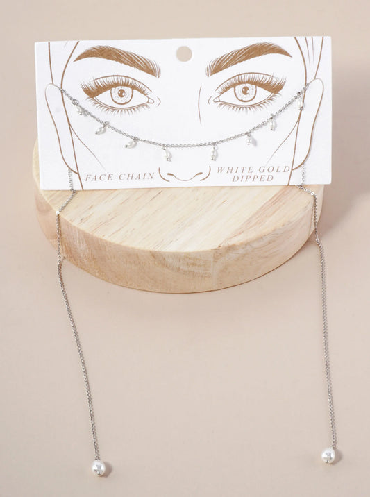 Satellite-Style Glass Pearl Drop 18K-Gold-Dipped Face-Chain