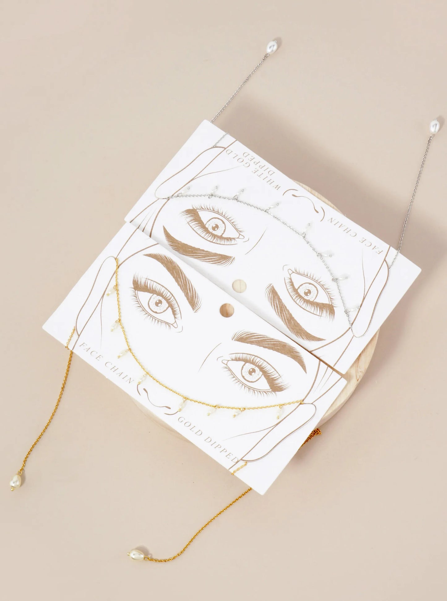 Satellite-Style Glass Pearl Drop 18K-Gold-Dipped Face-Chain
