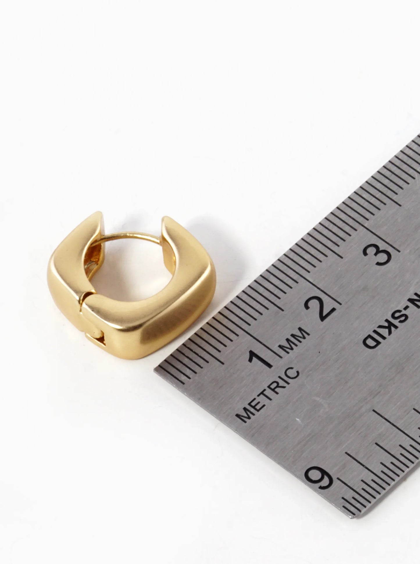 Satin Metal 15mm Bold Square Huggie Hoop Earrings