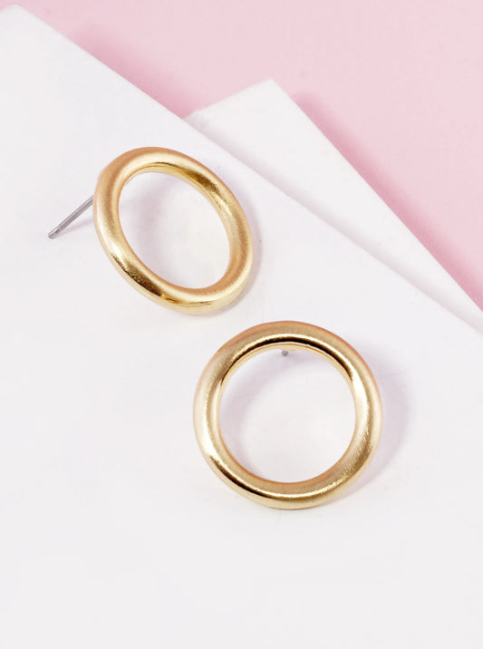 Satin Metal 20mm Circle Stud Earrings