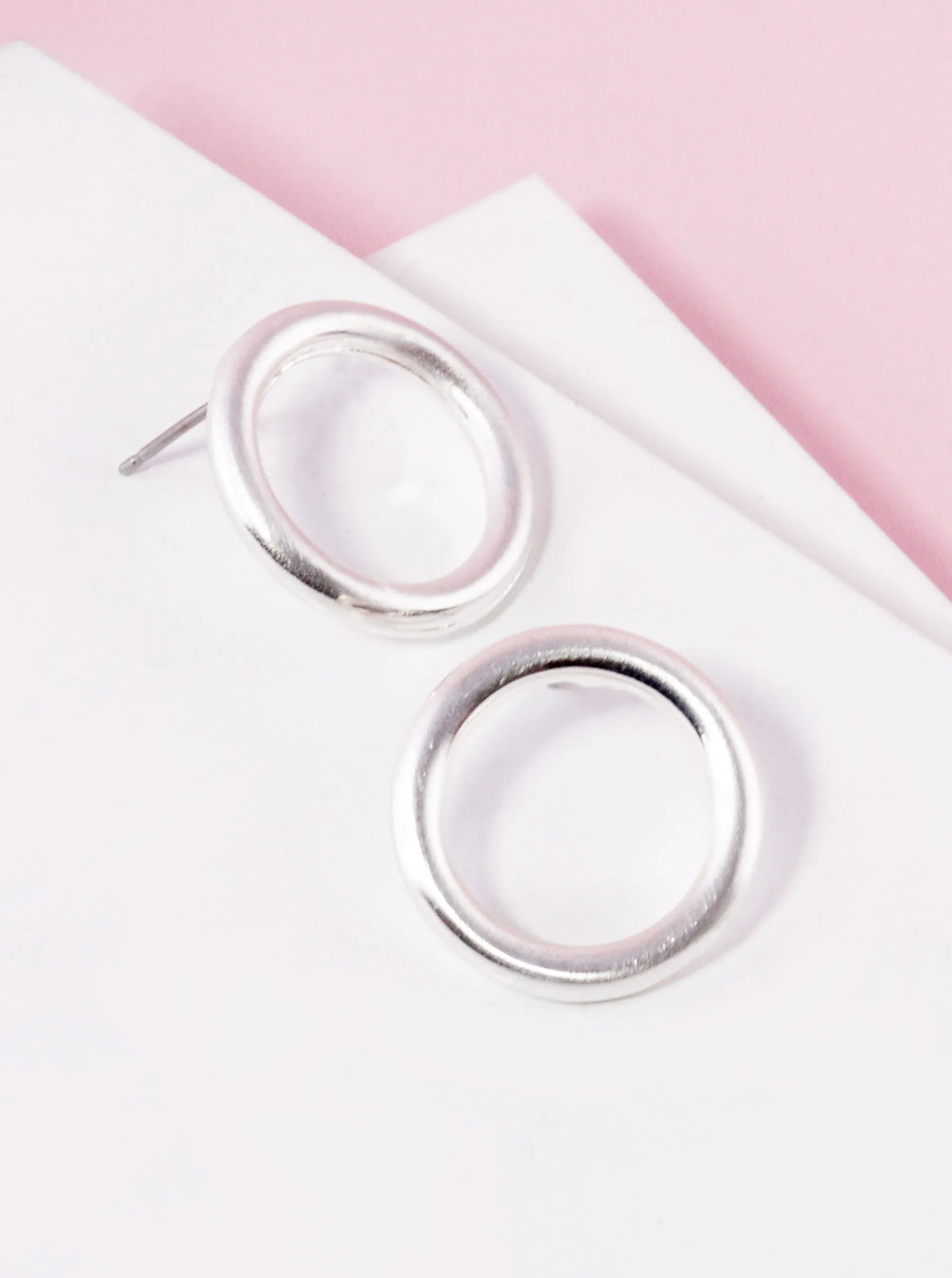 Satin Metal 20mm Circle Stud Earrings