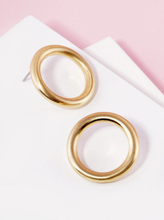 Satin Metal 25mm Circle Stud Earrings