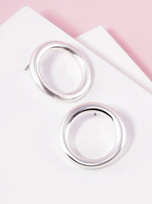 Satin Metal 25mm Circle Stud Earrings