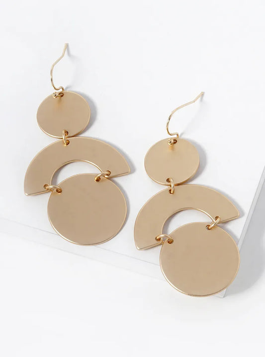 Satin Metal Geometric Shape Dangle Drop Earrings