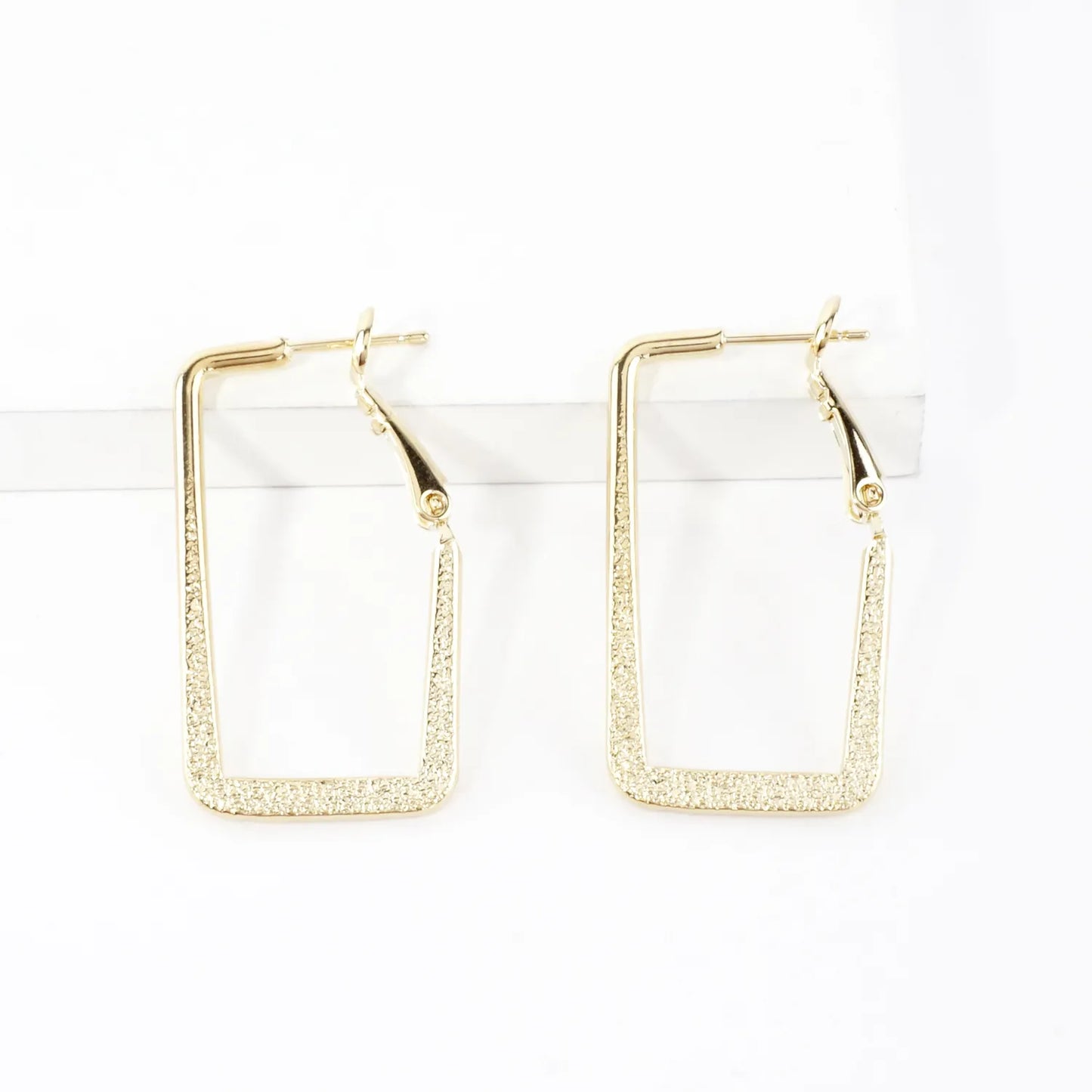 Satin Texture Rectangular Hoop Earrings