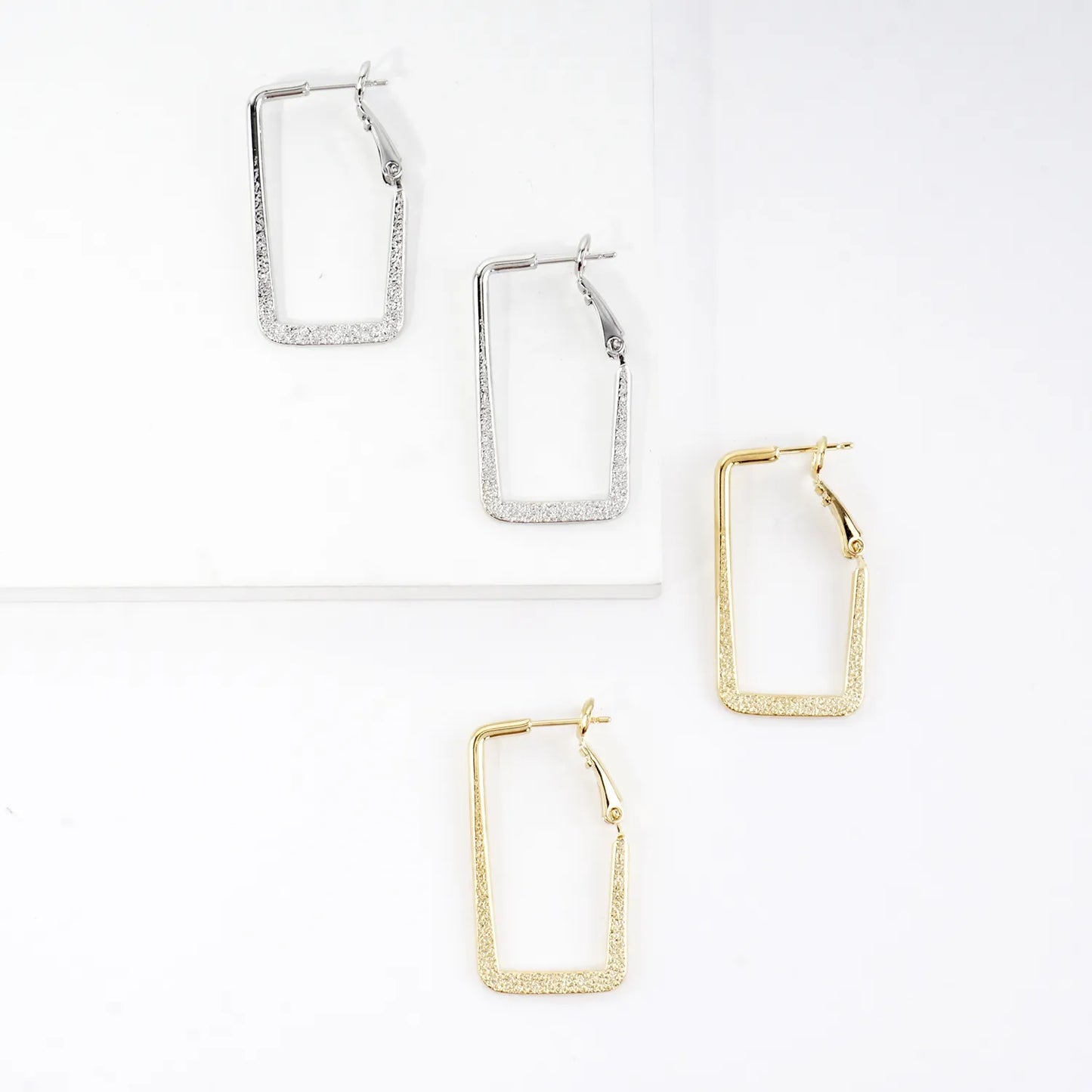 Satin Texture Rectangular Hoop Earrings