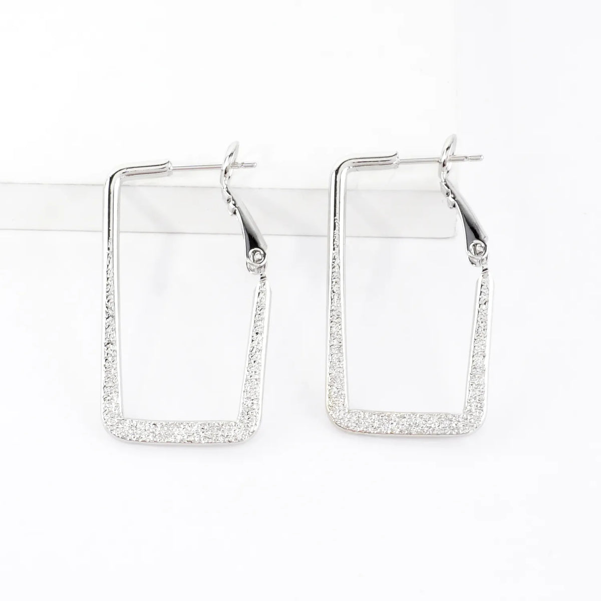 Satin Texture Rectangular Hoop Earrings