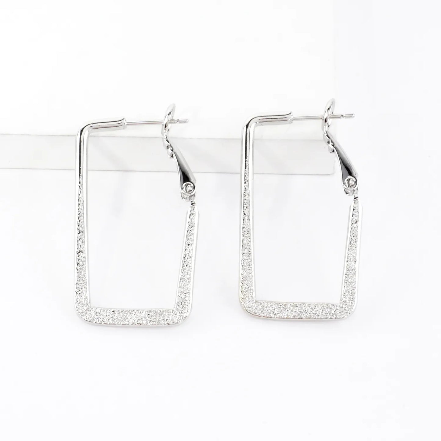 Satin Texture Rectangular Hoop Earrings