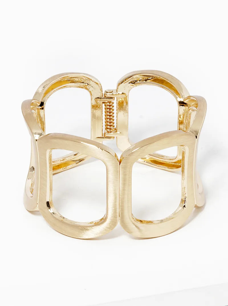 Satin Metal Wide Openable Bangle Bracelet