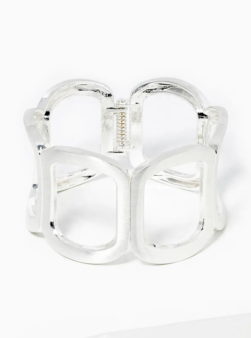 Satin Metal Wide Openable Bangle Bracelet