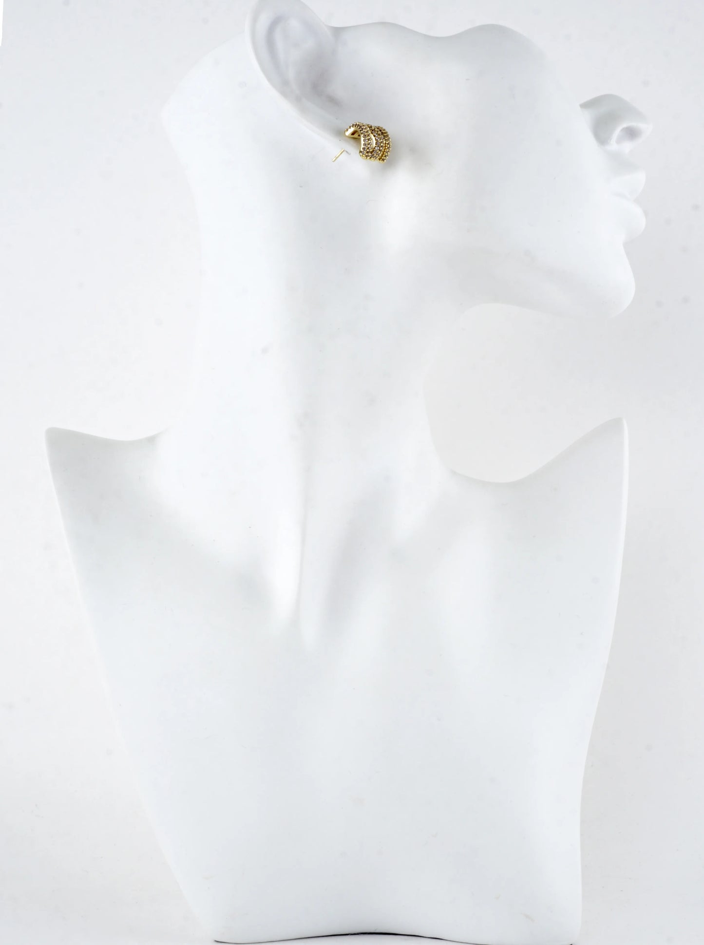 Sculptural 3 Row Pave CZ Huggie Hoop Earrings