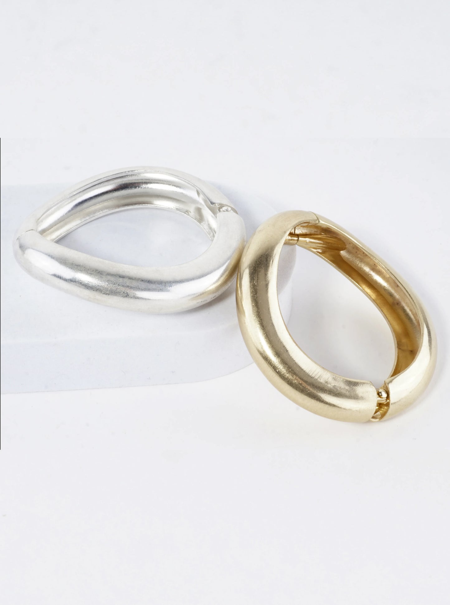 Sculptural Statement Curve Hinge Bangle Bracelet