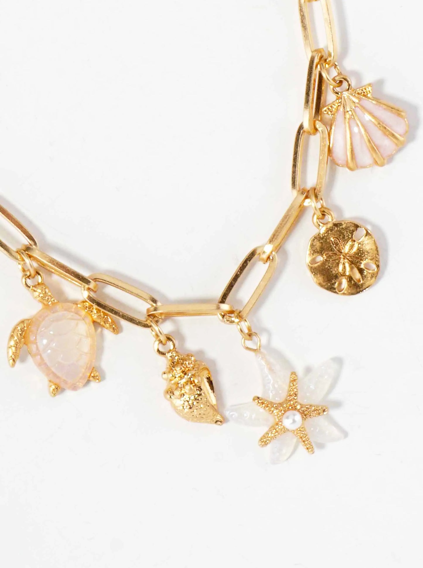 Sea-Life 18-Inch Turtle Conch Starfish Sand-Dollar Seashell Charm Necklace