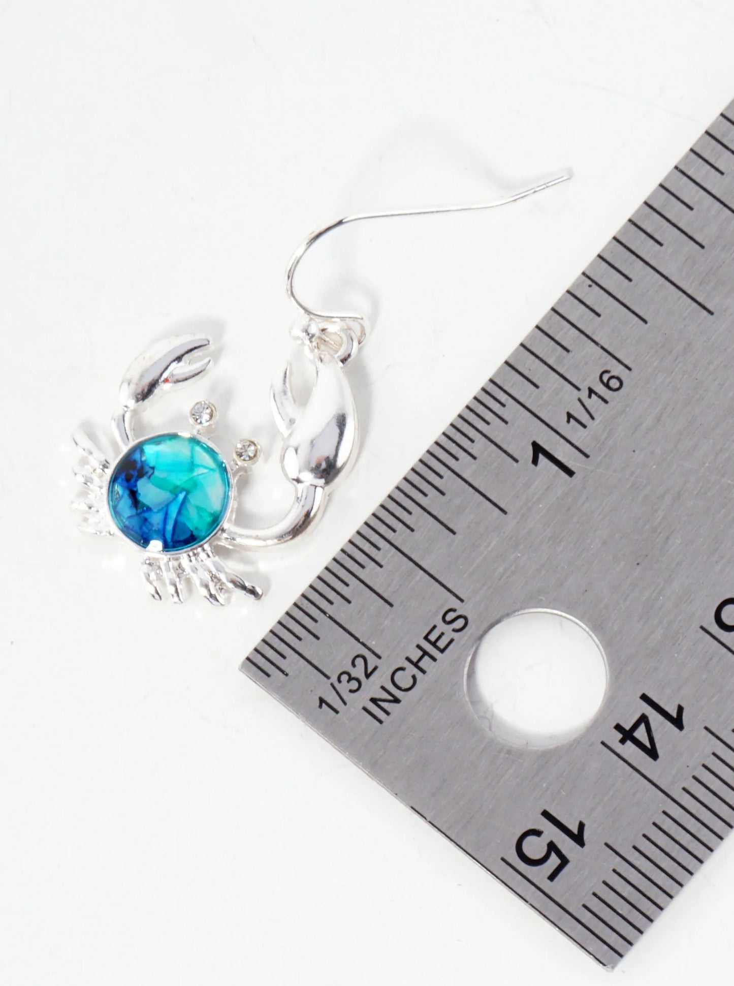 Sea-Life Chip-Stone Inlay Crab Dangle Drop Earrings