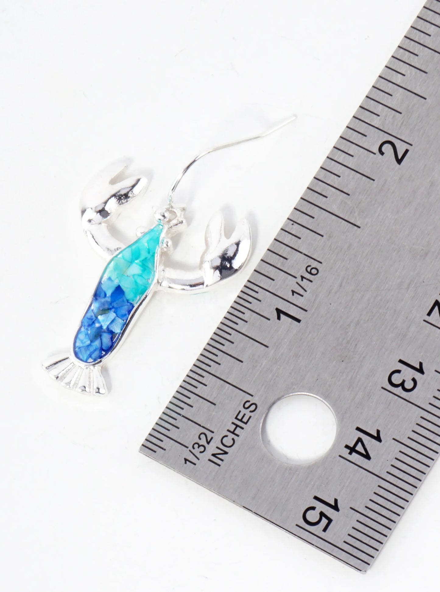 Sea-Life Chip-Stone Inlay Lobster Drop Dangle Earrings