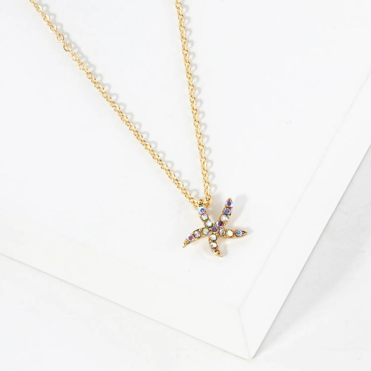 Sea-Life Crystal-Pave 11mm Starfish Pendant Necklace
