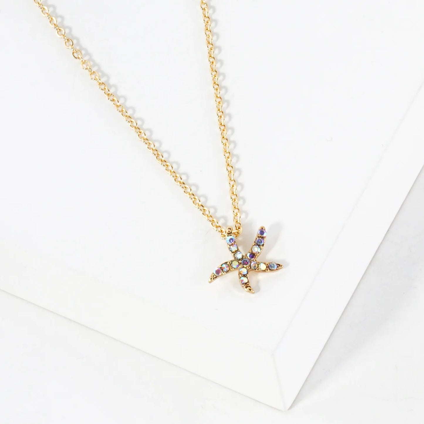 Sea-Life Crystal-Pave 11mm Starfish Pendant Necklace
