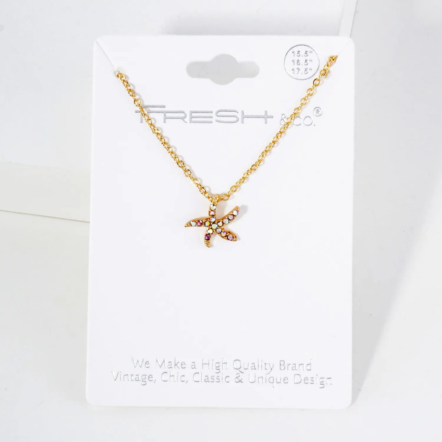 Sea-Life Crystal-Pave 11mm Starfish Pendant Necklace