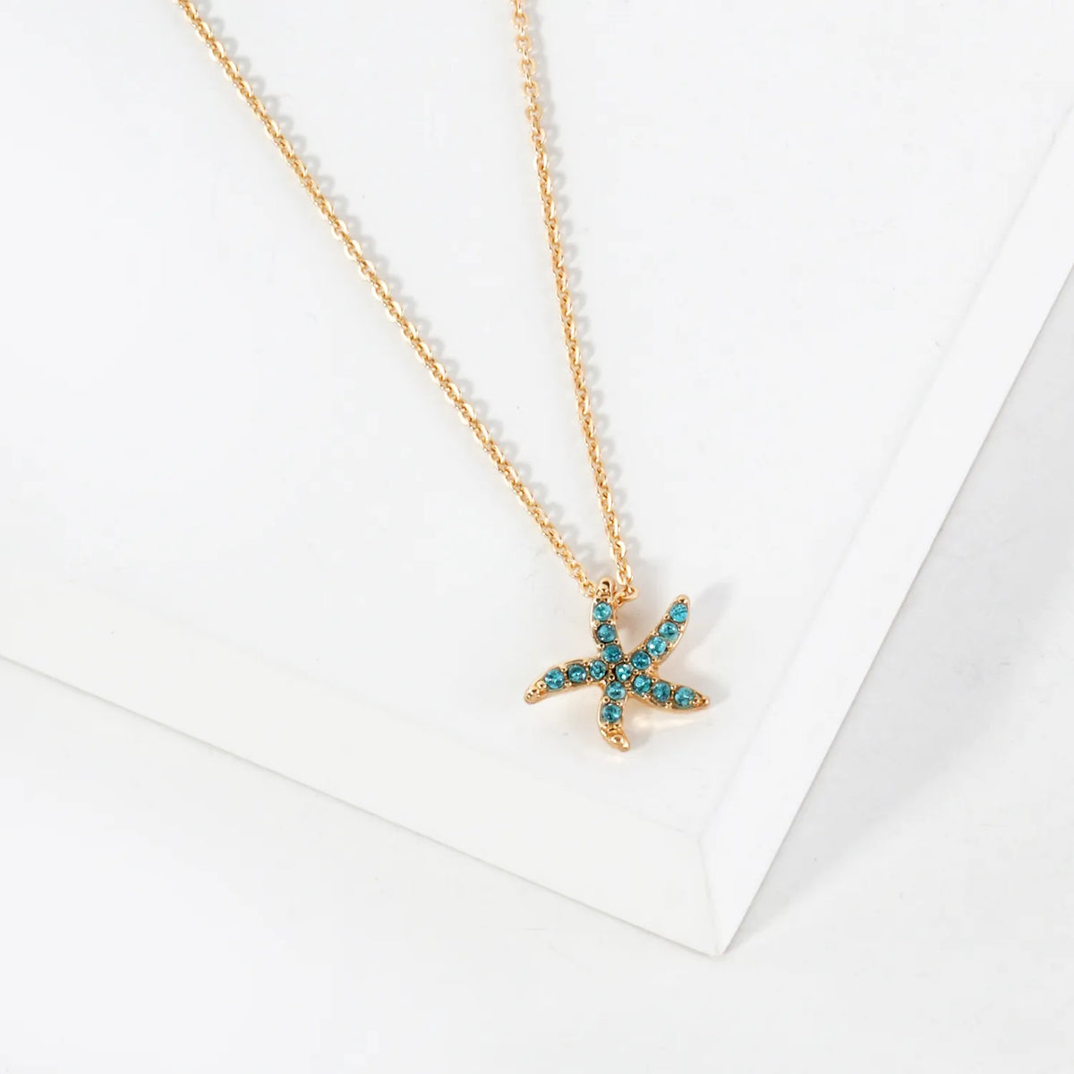 Sea-Life Crystal-Pave 11mm Starfish Pendant Necklace