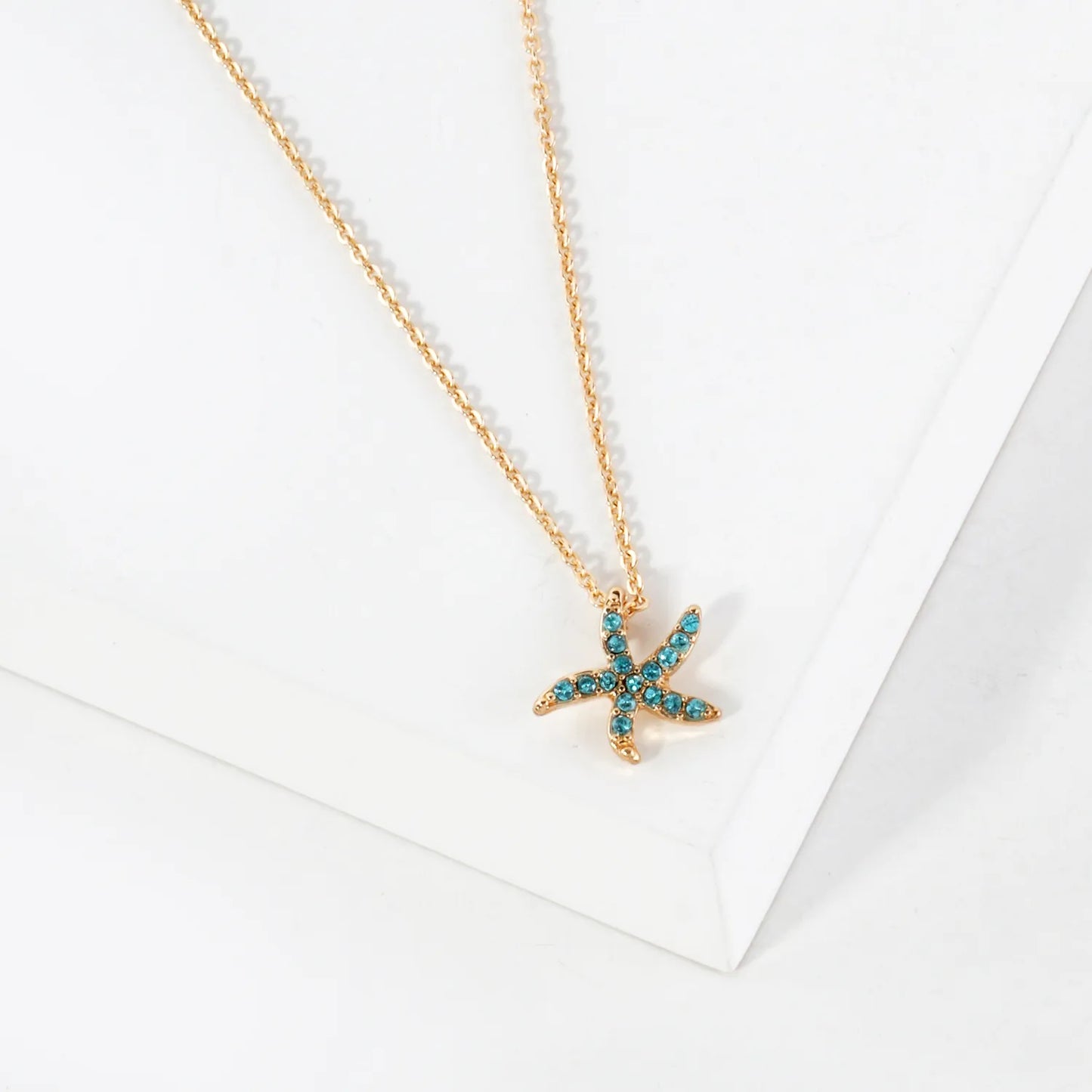 Sea-Life Crystal-Pave 11mm Starfish Pendant Necklace