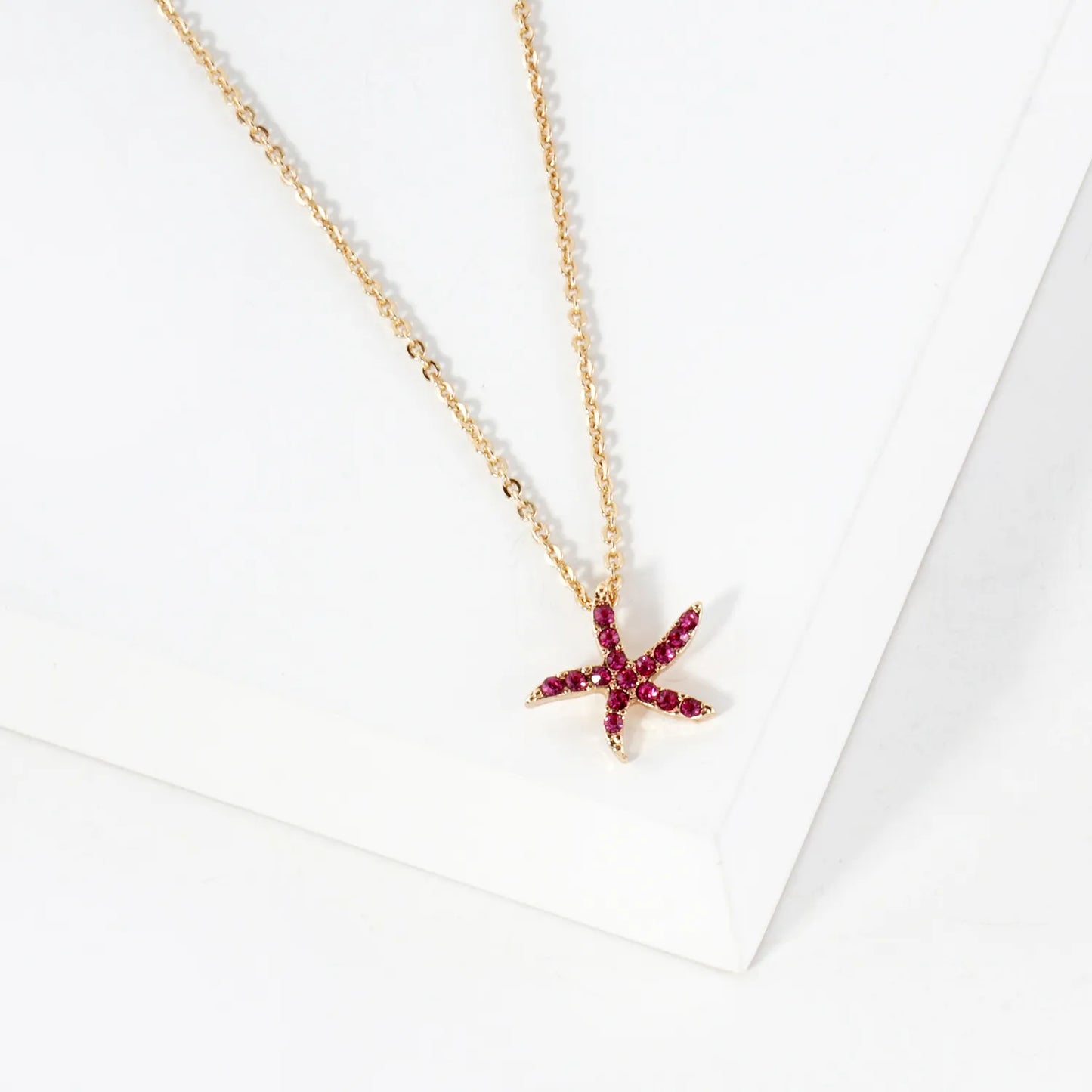 Sea-Life Crystal-Pave 11mm Starfish Pendant Necklace