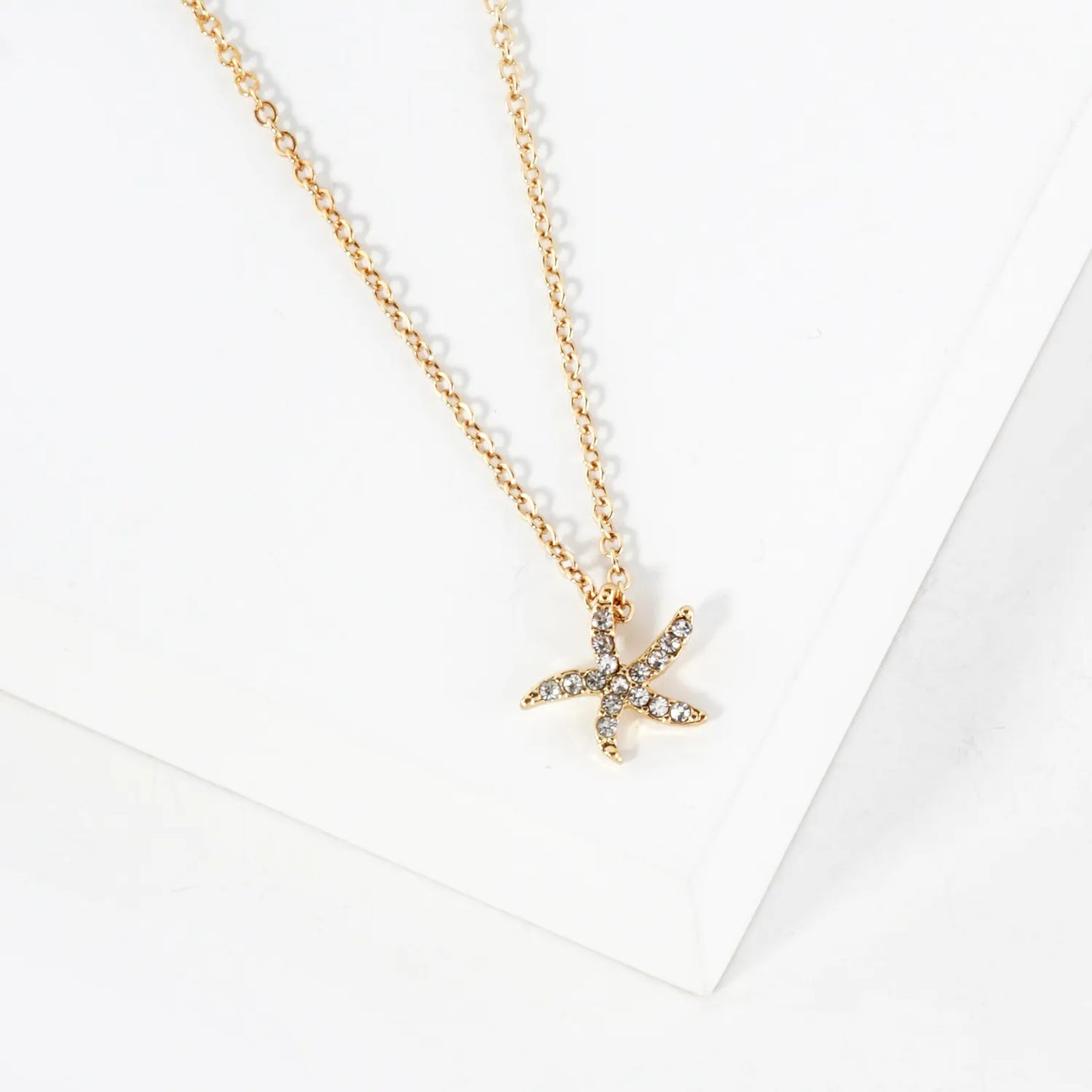 Sea-Life Crystal-Pave 11mm Starfish Pendant Necklace