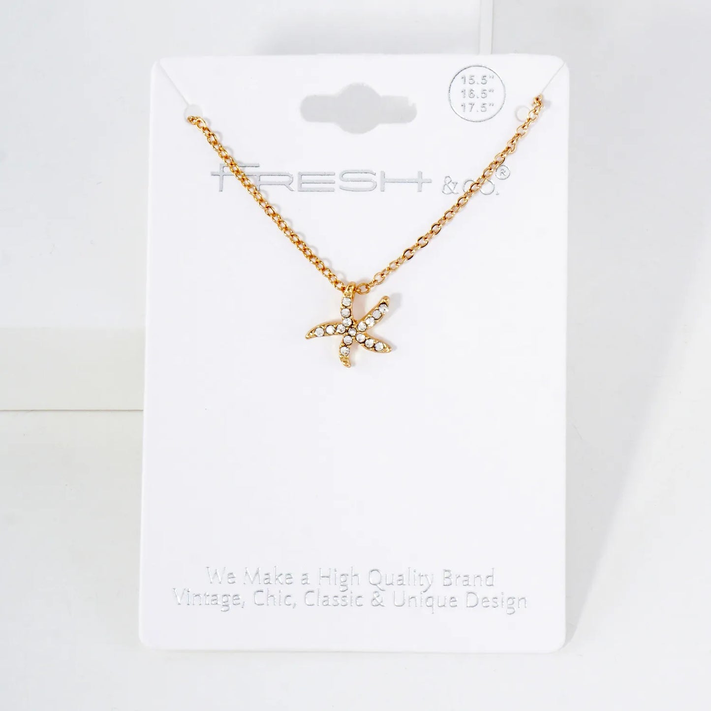 Sea-Life Crystal-Pave 11mm Starfish Pendant Necklace
