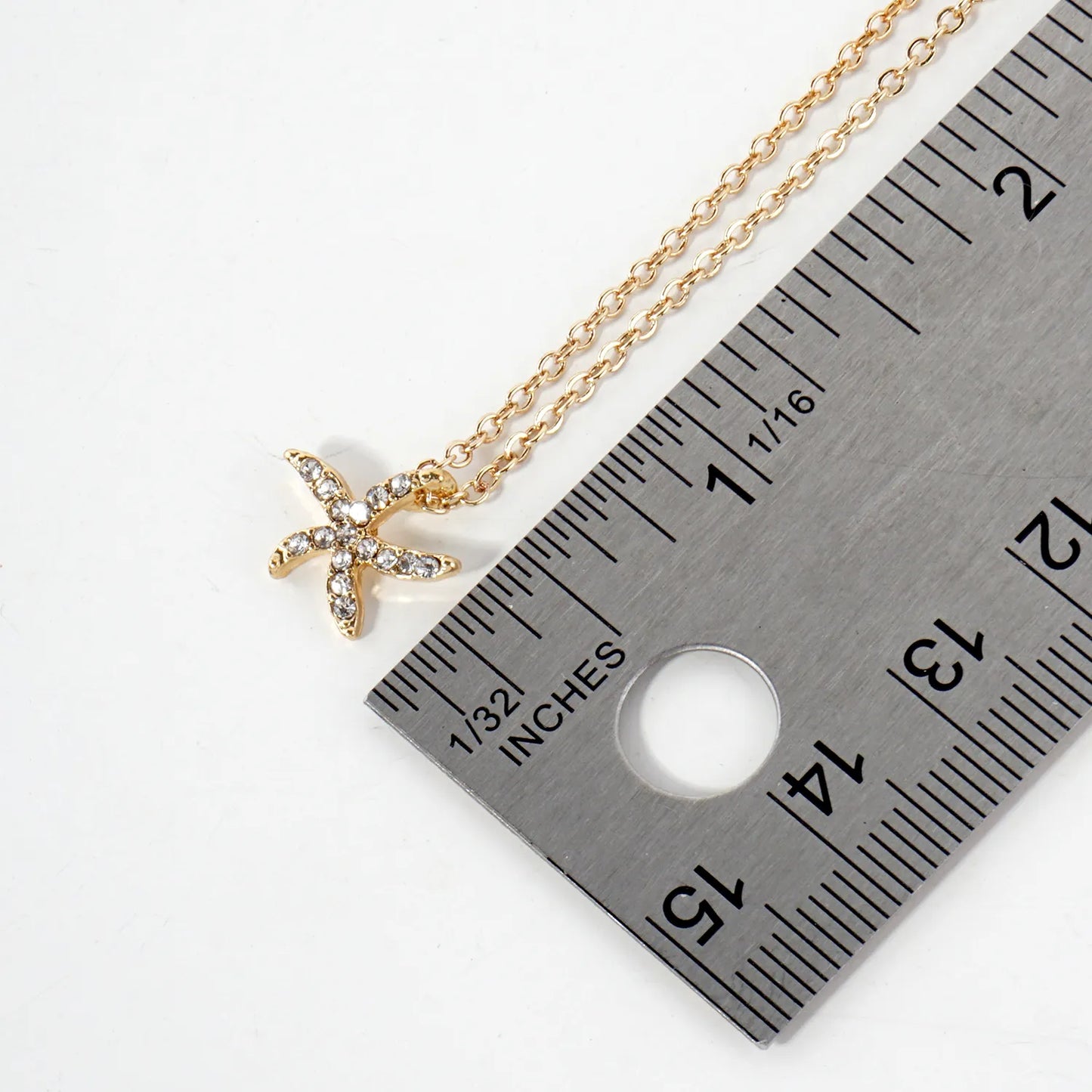 Sea-Life Crystal-Pave 11mm Starfish Pendant Necklace
