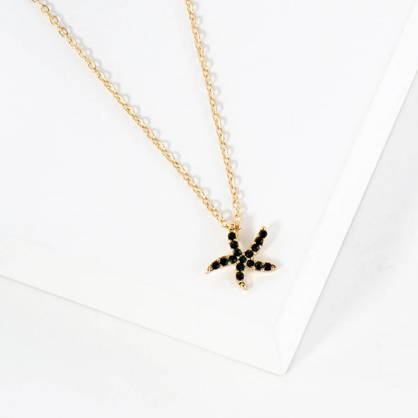 Sea-Life Crystal-Pave 11mm Starfish Pendant Necklace