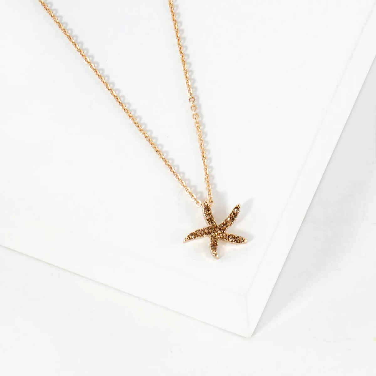 Sea-Life Crystal-Pave 11mm Starfish Pendant Necklace
