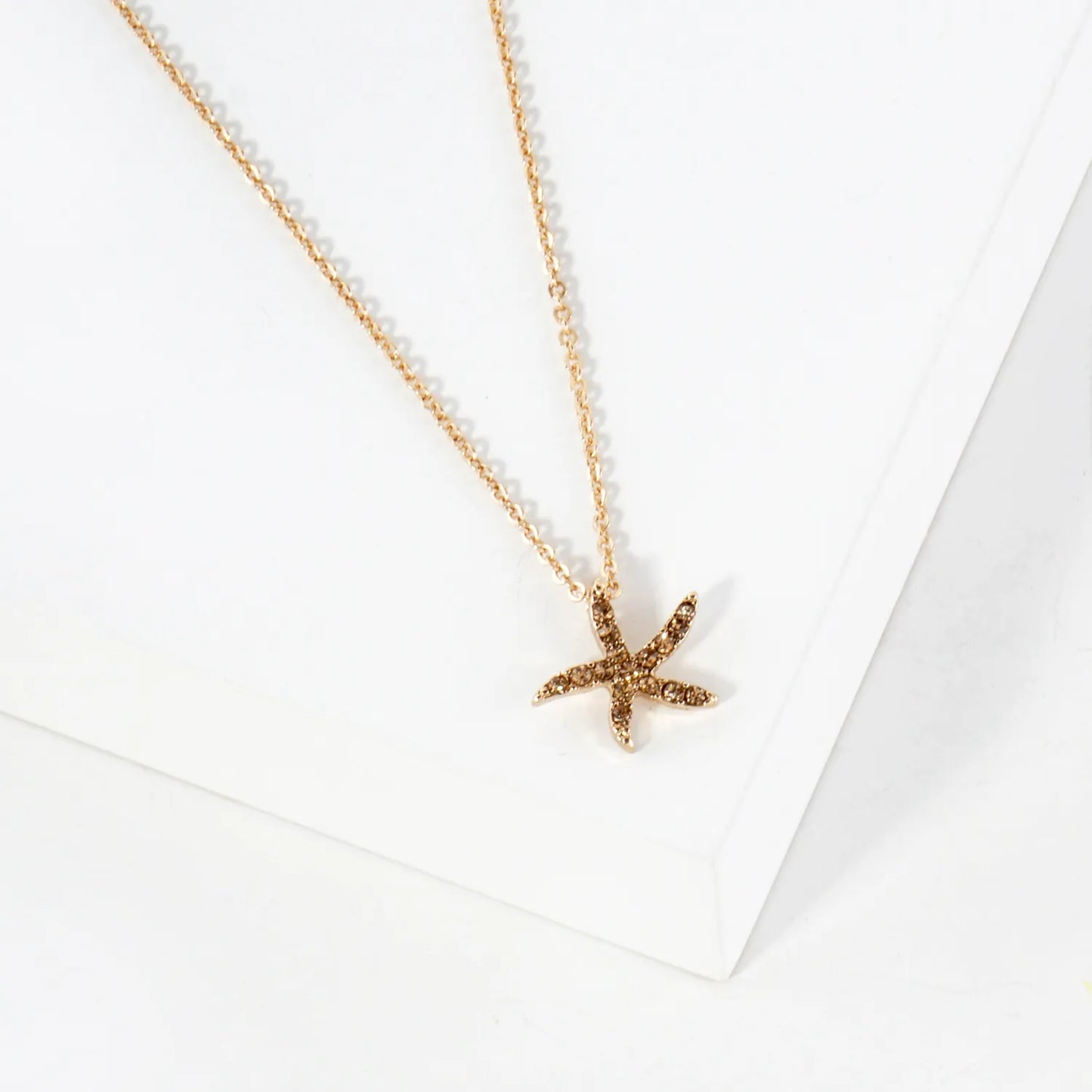 Sea-Life Crystal-Pave 11mm Starfish Pendant Necklace