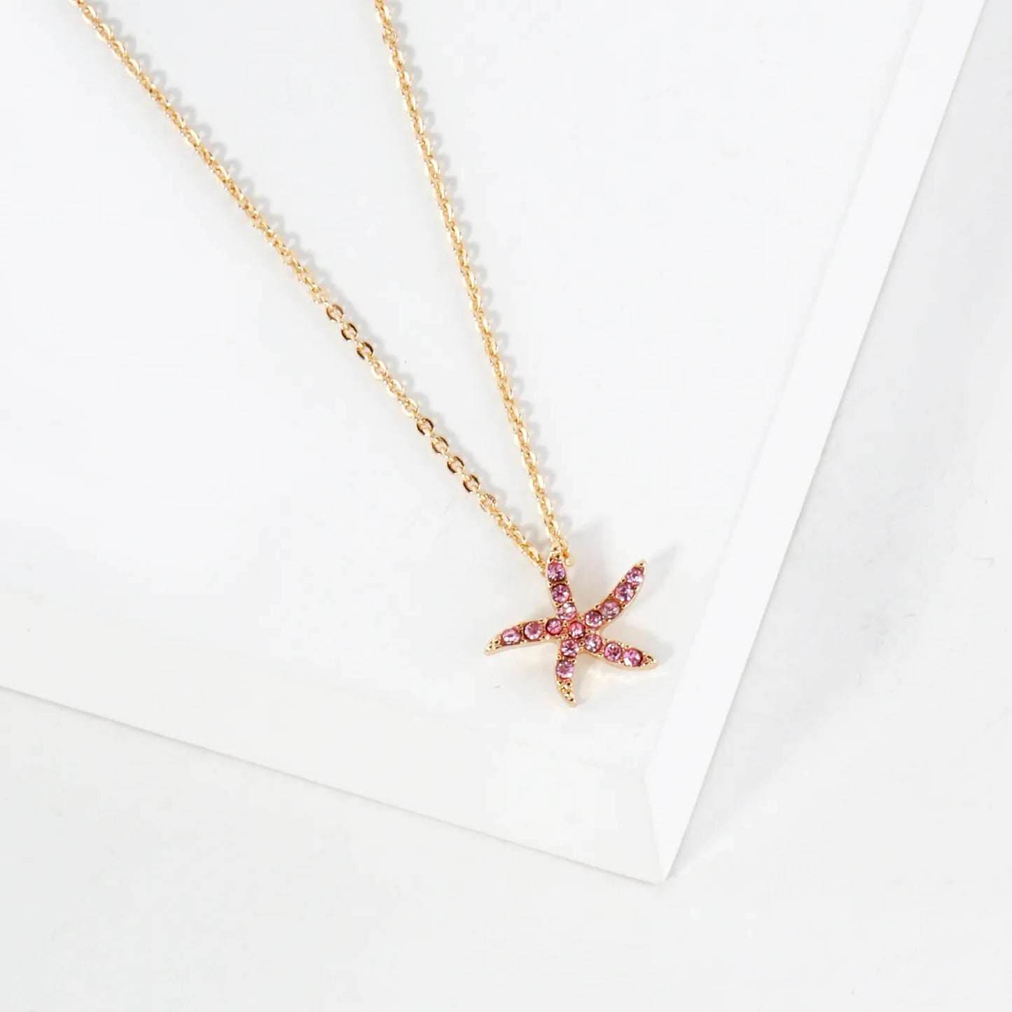 Sea-Life Crystal-Pave 11mm Starfish Pendant Necklace